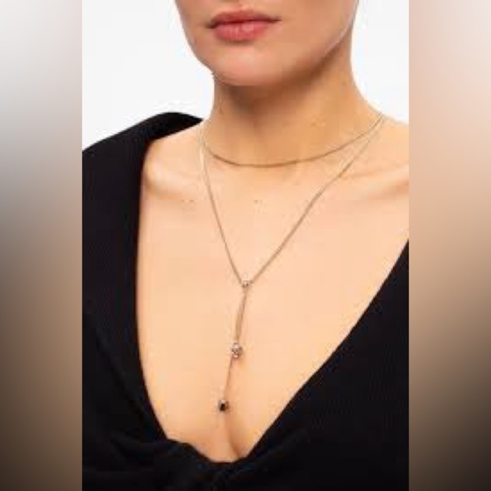 Alexander McQueen double-chain skull and sparkle plunge necklace 🔥